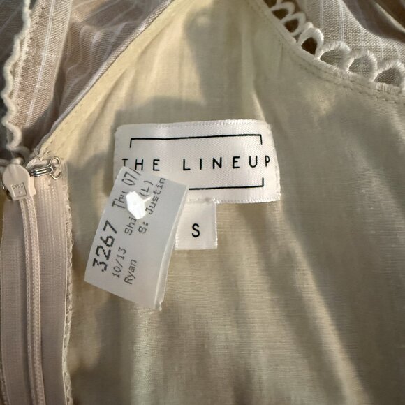 The Lineup Beige Khaki Gingham Ruffle Jumpsuit - Picture 5 of 6